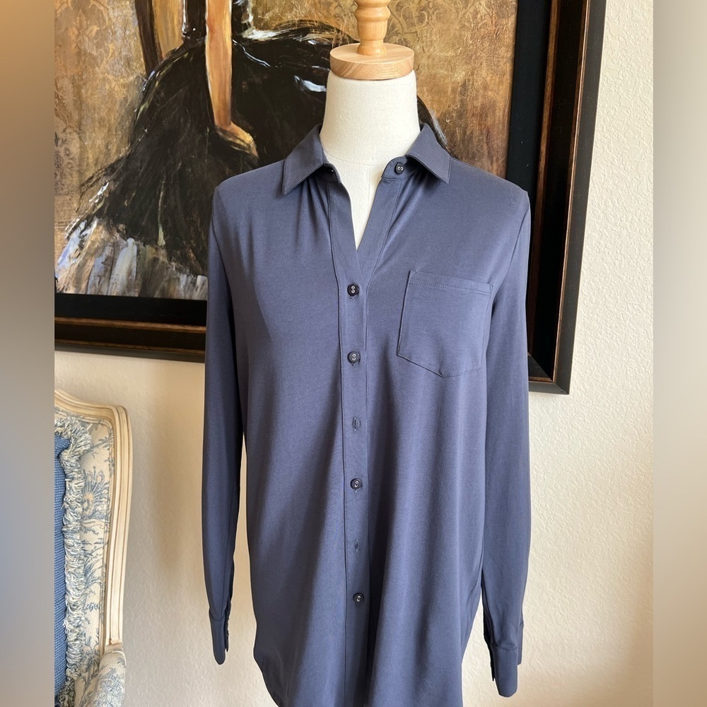 Gorgeous Tyler Boe Blue Silk Button Down Shirt